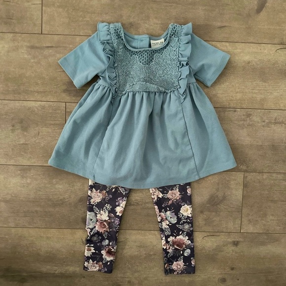 Rachel Zoe Girls Lace Detailed Dress/Tunic & Bonus Rachel Zoe Floral Silky Pants - Picture 1 of 12